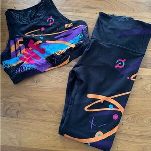 Peloton workout set with high waist leggings and sports bra - medium
